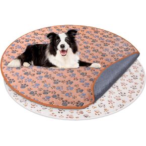 2 Pack 32" Round Whelping Pads for Dogs Washable Pee Pads for Dog Waterproof Pee Pads Black Reusable Puppy Pads Pet Training Pads Absorbent Floor and Bed Mat Fleece Pee Pad for Potty