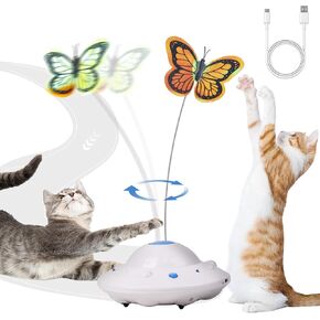 Self Moving Cat Toy for Indoor Cats, Electronic Cat Butterfly Toy, Interactive Automatic Rechargeable Toy for Kitten Chasing with LED Light