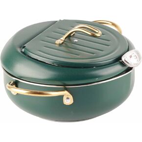 Deep Fat Fryer Japanese Tempura Deep Fryer 25×22×11 Frying Pot With Thermometer Japanese Stainless Steel Fryer Pan For Induction Cooker Deep Green