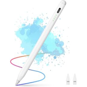Lanteso Stylus Pencil for iPad 2018-2024, Tilt Sensitivity, Palm Rejection, Compatible with iPad 6/7/8/9/10th, iPad Mini 5/6th, iPad Pro 11/12.9", iPad Air 3/4/5/6, White