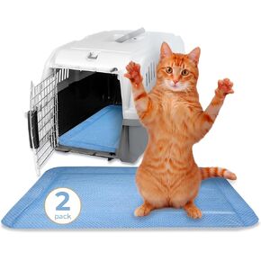 Skywin Pet Carrier Insert Pad - 2 Pack 19.5" x 12.5" Puppy Pads for Small Carrier Bag - Disposable Small Dog Pee Pads, Cat Pee Pad for Carriers, Small Dog Mat, Puppy Training Pads for Carrier (Blue)