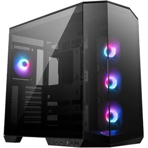 MSI MAG PANO 100R PZ - Premium Mid-Tower Gaming PC Case - Tempered Glass Side Panel - ARGB 120mm Fans - Liquid Cooling Support up to 360mm Radiator - Black Color Case