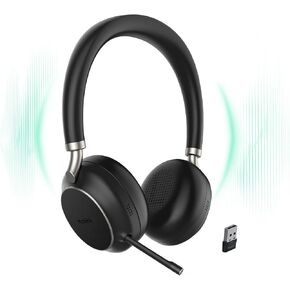 Yealink BH76 (2022 Old Edition) Wireless Headset Active Noise Cancelling (ANC) Bluetooth Headphone with Retractable Mic-Boom, Teams Certified On-Ear Headphone, up to 35h Talking Time, USB-A Dongle