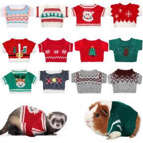 Mixweer 12 Pcs Ferret Clothes Hamster Sweater Christmas Guinea Pig Clothes Bunny Costume Knitted Sweatshirt for Warm Winter Christmas Vest Clothing Ferret Accessories Small Animal Outfit
