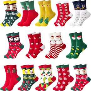 6 Pairs Knee High Christmas Socks,6 Styles Novelty Xmas Socks,Funny Holiday Sock for Women,Gifts,Party