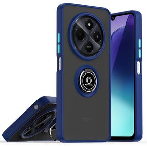 QUIETIP Case Compatible with Redmi 14C & Poco C75 with Screen Protector,TPU + Hard PC Magnetic Ring Car Mount Stand Cover,Blue