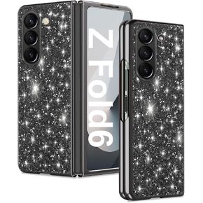 Silicone Case for Samsung Galaxy Z Fold 6 5G Case Glitter Sparkle Bling, Hybrid Matte Back Case High Impact Heavy Duty Shockproof Protective Cover Samsung Z Fold 6 Cute Case for Women 7.6" (Silver)