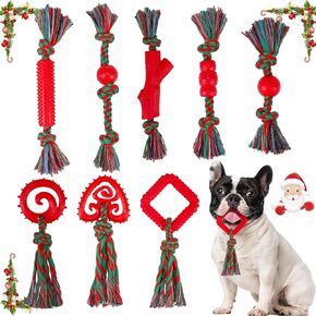 BINGPET 8 Pack Christmas Dog Rope Toys for Small Medium Dogs,Dog Chew Toys for Small Dogs Puppies,Puppy Chew Toys to Keep Them Busy,Enriched Interactive Dog Toys for Teething,Tug of War,Training