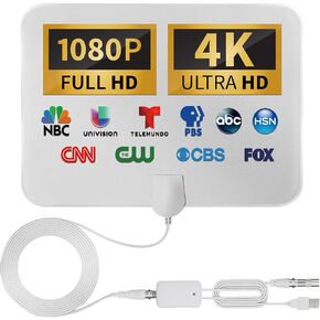 Antenna for Smart TV, TV Antenna Indoor 1000 Miles Range Support 4K 1080p Fire tv Stick and All Older TV's Indoor Smart Switch Amplifier Signal Booster with Coax HDTV Cable 18ft