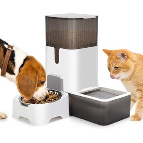 Gravity Cat Feeder and Water Dispenser, 2 in 1 Pet Feeder and Water Dispenser, Automatic Cat Food and Water Dispenser, Gravity Pet Feeder for Small Medium Dog Puppy Cat Kitten