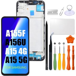 for Samsung Galaxy A15 4G / 5G Screen Replacement LCD Display for Samsung A155 A156 LCD Screen A155F A156U Touch Digitizer Assembly with Repair kit(with Frame)