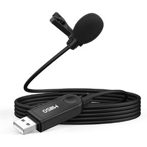 MillSO USB PC Microphone Plug & Play USB Lavalier Microphone Omnidirectional External Clip-on Mini USB Microphone for Computer, Laptop, YouTube, Recording, Podcasting, Gaming - 2M/6.5FT