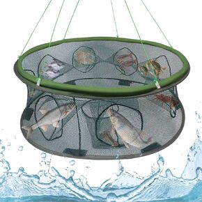 Round Fishing Bait Trap, Portable Folded Shrimp Fishing Nets, Nylon Mesh Net Fishing Equipment for Minnow Crab Crayfish Crawdad