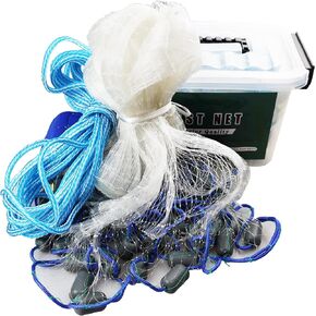 Saltwater American Fishing Cast Net, KZWT Fisning Net with Coated Heavy Duty Sinkers for Bait Shrimp Trap Fish, Throw Style 3FT-12FT Fishing Net for Freshwater and Saltwater