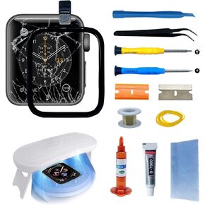 Compatible with Apple Watch Series 6 40mm Screen Replacement Front Glass Cover Lens LED Touch Digitizer Repair Kit with Tools and Instructions (No LCD Screen)