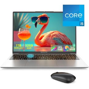 16" Laptop for Gaming, Computer Laptops with Core i5-1035G4 & Iris Plus Graphics, 1920x1200p FHD IPS 100% sRGB PC, 16:10 Ratio Display, 32GB DDR4, 1T SSD, LAN(RJ45), Fingerprint, Win 11 Pro