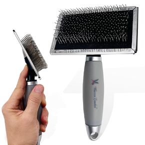 Warren London Gel-Handle Slicker Brush for Dogs | Long & Strong Pin Bristles | Doodle Brush Ideal for Thick & Long Fur | Comfortable Grooming Tool