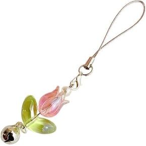 Cute Tulips Flower Bell Pendant, Phone Straps, Lanyard Pocket Keychain, Strap Backpack Charm, Car Key Decoration Chain Cell Phone Charms Accessories