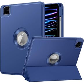 MoKo for iPad Pro 11 inch Case 2022/2021/2020 with Pencil Holder, Smart Cover for iPad Pro 11 inch with Soft TPU Back, Hollow Logo/Auto Wake/Sleep, Light Pink