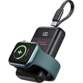 Portable Charger for Apple Watch Series 3000mAh Wireless Magnetic Charger USB C Cable in&Out Fast Charging Travel Power Bank Keychain for iWatch 10/9/8/7/6/SE/5/4/3/2/UItra(Black) in Saudi Arabia
