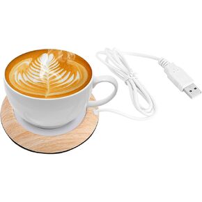 Wood Grain Electric Portable Cup Warmer Plate & Coffee Warmer & Mug Warmer with USB Cable for Office/Home/Travel Use, Suitable for Stainless Steel Cup, Ceramic Cup, Glass Cup, etc(Light Wood Grain)
