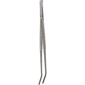 Animal Feeding Tweezers Tongs 12-Inch Rubber Tipped Stainless Angled, Serrated
