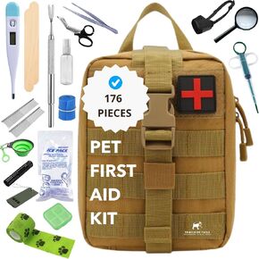Dog Camping Essentials - A Dog First aid kit for Both Dogs and Cats - Vet Approved – 176 Piece Dog Travel Accessories First aid kit – Perfect pet Medical Essentials for Home Dog Hiking car Dog Gear in Saudi Arabia