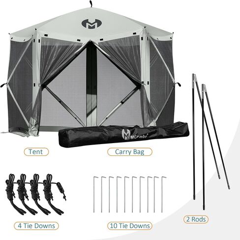Exacme Portable Gazebo Pop up Tent for Camping, Outdoor Four Sides Pop-up Clam Screen Tent with Canopy Shelter, 1024 (5PC, Silver Grey) in Saudi Arabia