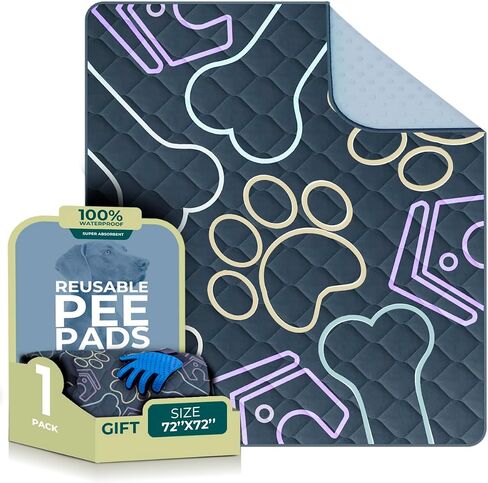 Washable Pee Pads for Dogs 2 Pack 48x48 in + Gift - Reusable Puppy Pads Waterproof - Fast Absorbent Whelping Mat - Extra Large Non Slip Dog Pad - Puppy Pads Pet Training Pads- 100% Waterproof in Saudi Arabia