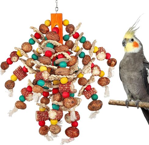 Mogoko Bird Toys, Large Parrot Toys, Natural Nuts Corn Cob Bird Chew Toys for Parrot, Parrots, Macaws, Cokatoos, Amazon Parrots, African Gray Cockatoos, Medium and Large-Sized Birds in Saudi Arabia
