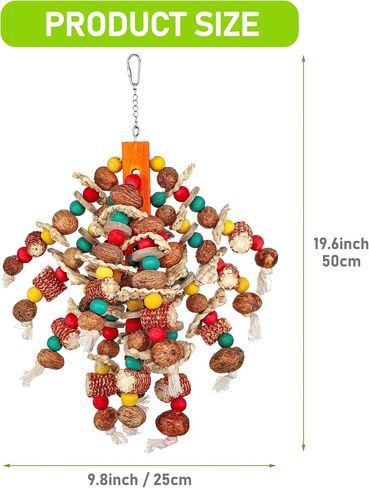 Mogoko Bird Toys, Large Parrot Toys, Natural Nuts Corn Cob Bird Chew Toys for Parrot, Parrots, Macaws, Cokatoos, Amazon Parrots, African Gray Cockatoos, Medium and Large-Sized Birds in Saudi Arabia