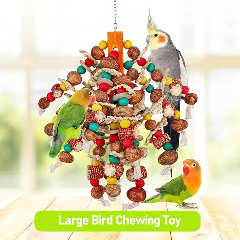 Mogoko Bird Toys, Large Parrot Toys, Natural Nuts Corn Cob Bird Chew Toys for Parrot, Parrots, Macaws, Cokatoos, Amazon Parrots, African Gray Cockatoos, Medium and Large-Sized Birds in Saudi Arabia