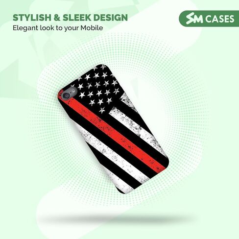 حافظات SM لجهاز iPod Touch 7، وحافظة iPod Touch 6، وحافظة iPod Touch 5 - حافظة رفيعة ذات خط أحمر رفيع بتصميم علم الجرونج مطبوعة ثلاثية الأبعاد لظهر الهاتف من البلاستيك الصلب لجهاز iPod Touch 7/6 / 5. in Saudi Arabia