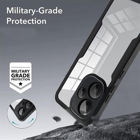 360°All-Inclusive Case for Xiaomi Poco F6/ Redmi Turbo 3, [Built in Screen Protector] Dual Layer Full Body Shockproof Dustproof Clear Phone Case for Xiaomi Poco F6 QB-Black in Saudi Arabia