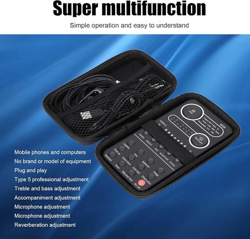 Live Sound Card, 13 Sing Sound Effects 9 Live Sound Effects, Intelligent Noise Reduction, Support Multiple Modes, for IOS Phone, Computer, Tablet (-2610210198111) in Saudi Arabia