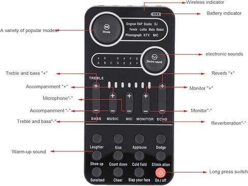 Live Sound Card, 13 Sing Sound Effects 9 Live Sound Effects, Intelligent Noise Reduction, Support Multiple Modes, for IOS Phone, Computer, Tablet (-2610210198111) in Saudi Arabia