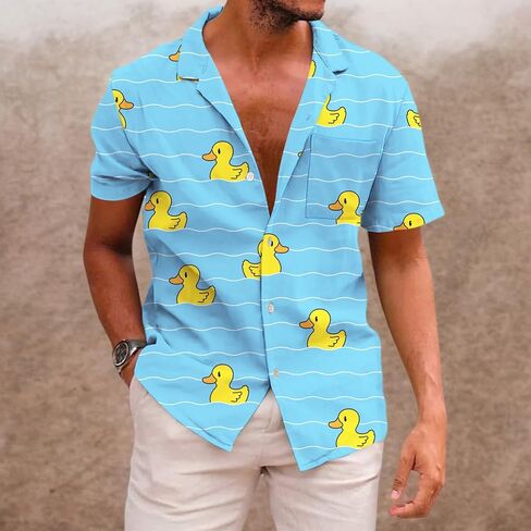 KYKU Men's Casual Button-Down Shirts Hawaiian Shirt Short Sleeve Beach Clothes with Pockets in Kuwait