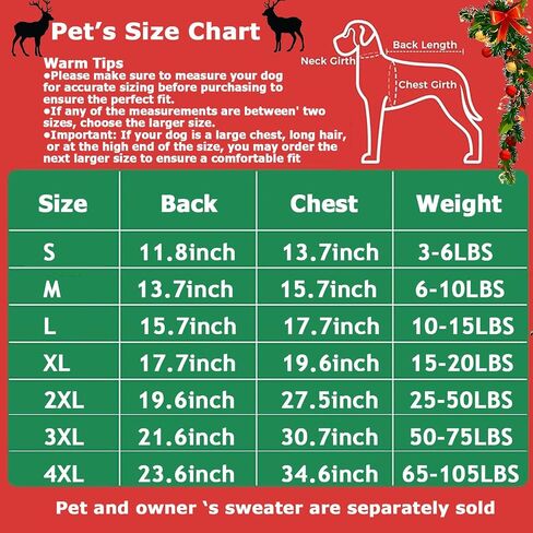 Family Matching Dog and Owner Clothes Outfits,Christmas Pet Cat Sweater Costume for Small Medium Extra Large Dogs/Women/Men-Dog and Owner Matching Sweaters Separately(Only for Pet, Pet 4XL) in Saudi Arabia