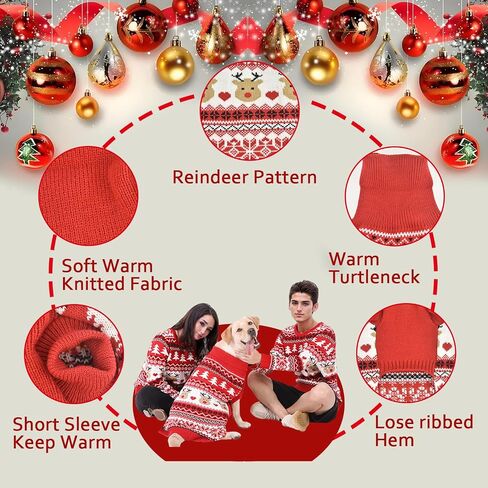 Family Matching Dog and Owner Clothes Outfits,Christmas Pet Cat Sweater Costume for Small Medium Extra Large Dogs/Women/Men-Dog and Owner Matching Sweaters Separately(Only for Pet, Pet 4XL) in Saudi Arabia