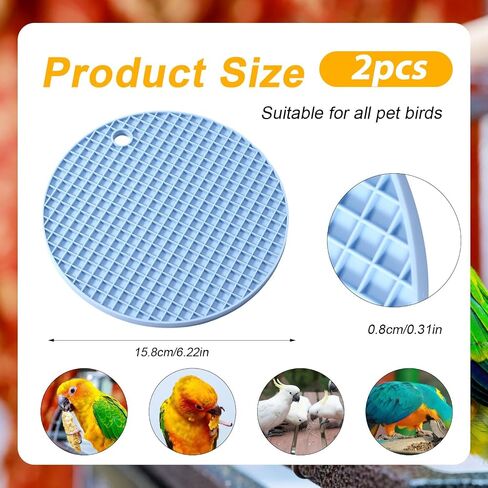 2pcs Bird Slow Feeder Mats, Parrot Foraging Toys Silicone Bird Slow Feeding Mat Interactive Bird Foraging Toys Puzzle for Pet Birds Cockatiel Parakeet Conure Budgies African Grey (Sky Blue) in Saudi Arabia