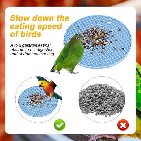 2pcs Bird Slow Feeder Mats, Parrot Foraging Toys Silicone Bird Slow Feeding Mat Interactive Bird Foraging Toys Puzzle for Pet Birds Cockatiel Parakeet Conure Budgies African Grey (Sky Blue) in Saudi Arabia