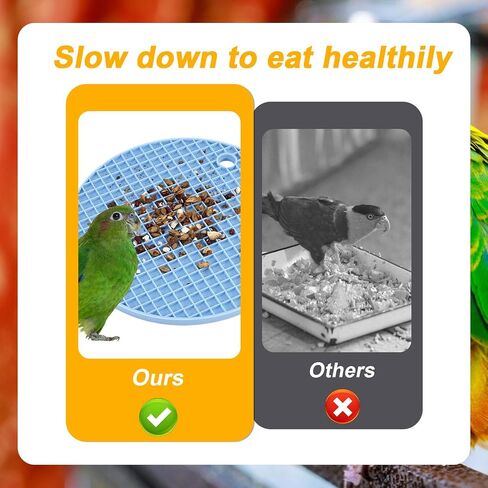 2pcs Bird Slow Feeder Mats, Parrot Foraging Toys Silicone Bird Slow Feeding Mat Interactive Bird Foraging Toys Puzzle for Pet Birds Cockatiel Parakeet Conure Budgies African Grey (Sky Blue) in Saudi Arabia