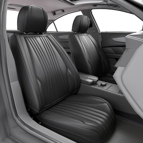 2 Pieces LB Front Car Seat Covers, Waterproof Nappa Leather Front Car Seat Protectors with Headrests, Universal Auto Interior Fit for Sedans SUV Pick-up Truck, Beige in Saudi Arabia
