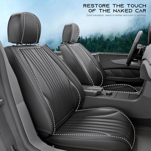 2 Pieces LB Front Car Seat Covers, Waterproof Nappa Leather Front Car Seat Protectors with Headrests, Universal Auto Interior Fit for Sedans SUV Pick-up Truck, Beige in Saudi Arabia