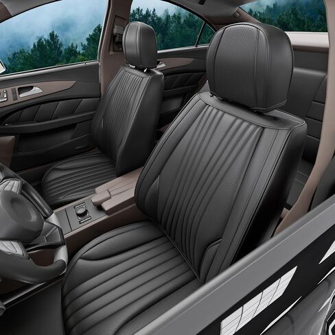 2 Pieces LB Front Car Seat Covers, Waterproof Nappa Leather Front Car Seat Protectors with Headrests, Universal Auto Interior Fit for Sedans SUV Pick-up Truck, Beige in Saudi Arabia