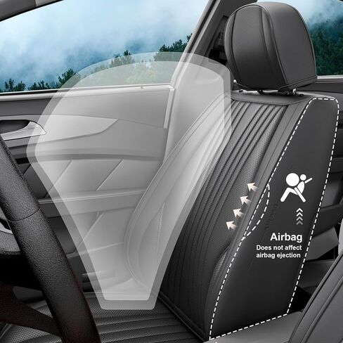 2 Pieces LB Front Car Seat Covers, Waterproof Nappa Leather Front Car Seat Protectors with Headrests, Universal Auto Interior Fit for Sedans SUV Pick-up Truck, Beige in Saudi Arabia