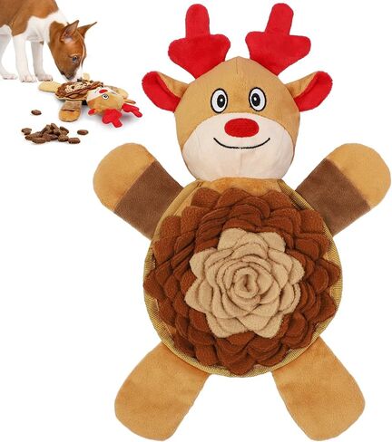 عيد الميلاد ألعاب الكلب صرير، أفخم لا حشو وحصيرة snuffle لجرو الكلب، ألعاب مضغ دائمة للكلاب الصغيرة والمتوسطة الكبيرة، الرنة عيد الميلاد التفاعلية للمضغ العدوانية in Saudi Arabia