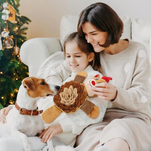 عيد الميلاد ألعاب الكلب صرير، أفخم لا حشو وحصيرة snuffle لجرو الكلب، ألعاب مضغ دائمة للكلاب الصغيرة والمتوسطة الكبيرة، الرنة عيد الميلاد التفاعلية للمضغ العدوانية in Saudi Arabia
