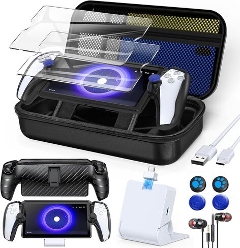 13 in 1 Accessories Set for Playstation Portal Remote Play, Carry Case for PS Portal,TPU Cover with Kickstand,Portable Charge Dock,2 Screen Protector,4 Thumb Grip,Earbud Headphones for PS Portal,White in Saudi Arabia