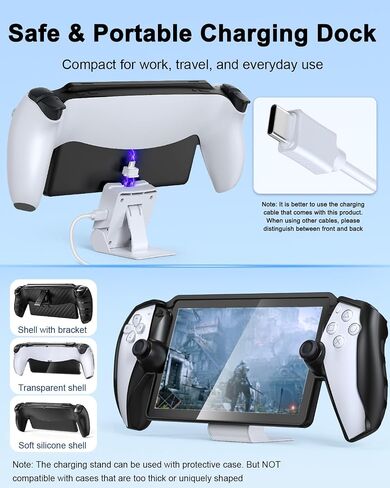 13 in 1 Accessories Set for Playstation Portal Remote Play, Carry Case for PS Portal,TPU Cover with Kickstand,Portable Charge Dock,2 Screen Protector,4 Thumb Grip,Earbud Headphones for PS Portal,White in Saudi Arabia